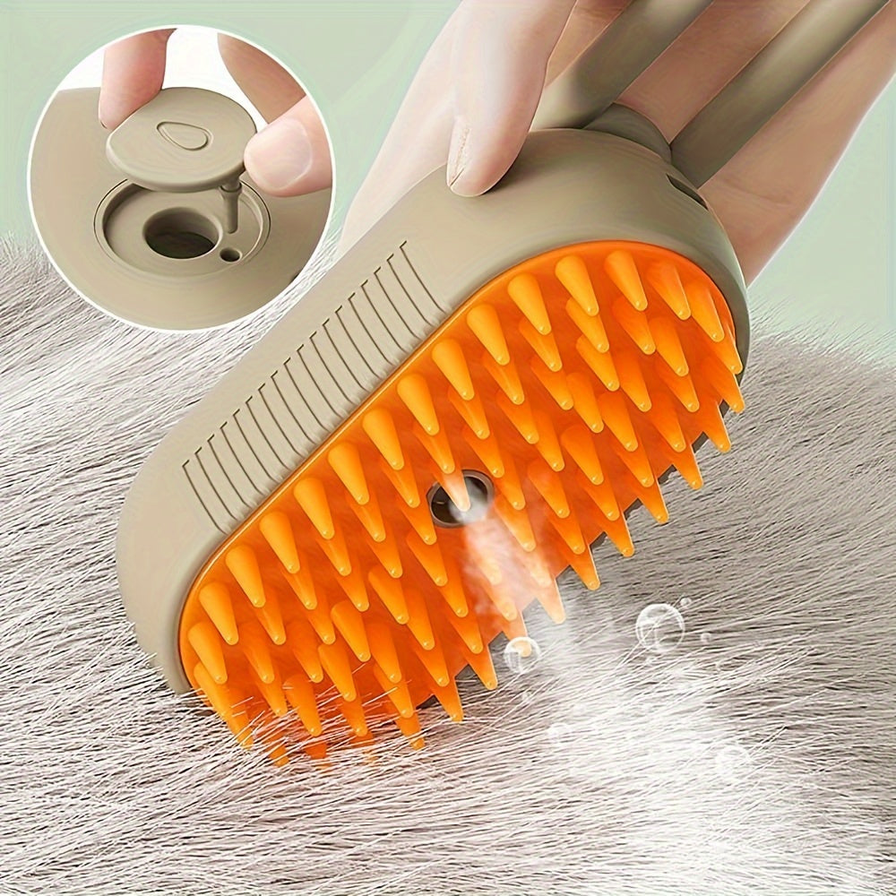 1pc 3-in-1 Self-Cleaning Cat Steam Brush Steamer for Massage, Removing Tangled and Loose Hair, Pet Grooming Essential