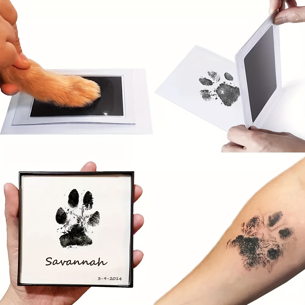 Pet Paw Print Memorial Kit - 1pc Capture Touch Skin Inkless Pad Set for Cats and Dogs - Plastic Material Keepsake for Pets