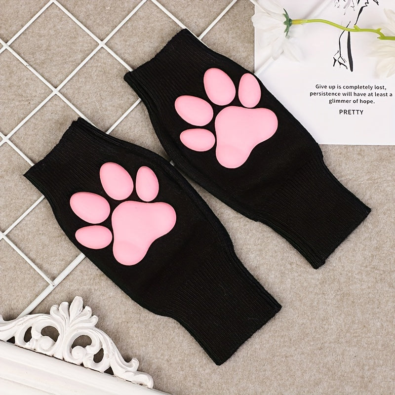 3D Three-dimensional Plush Knitted Fingerless Cat Claw Gloves for Party Dress Up Decoration Female