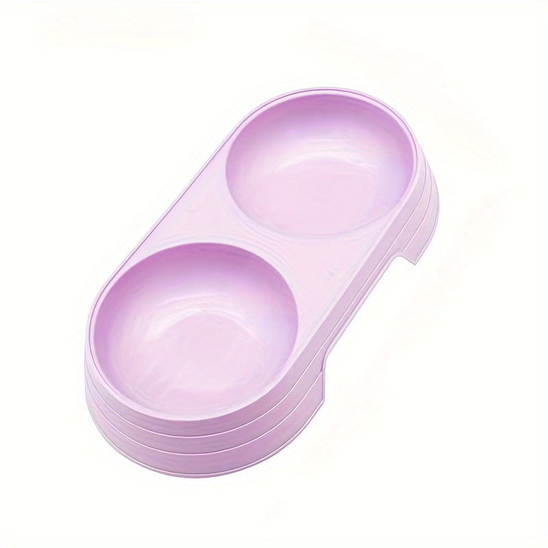 Cat Food and Water Bowl Set, Dual-Compartment Feeding Dish, Non-Slip Pet Feeding Station, Durable PP Material, Ideal for Cats