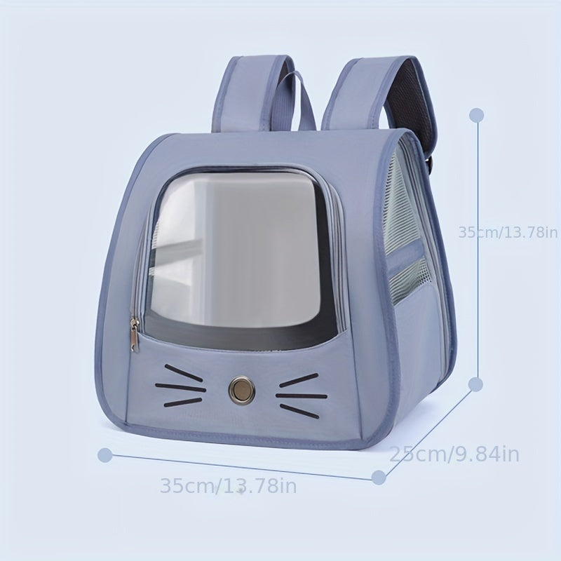 1pc Large Transparent Cat Backpack, Breathable Portable Pet Carrier With Ventilation Holes, Durable Travel Bag For Cats And Dogs, Comfortable Shoulder Straps, Pet Supplies