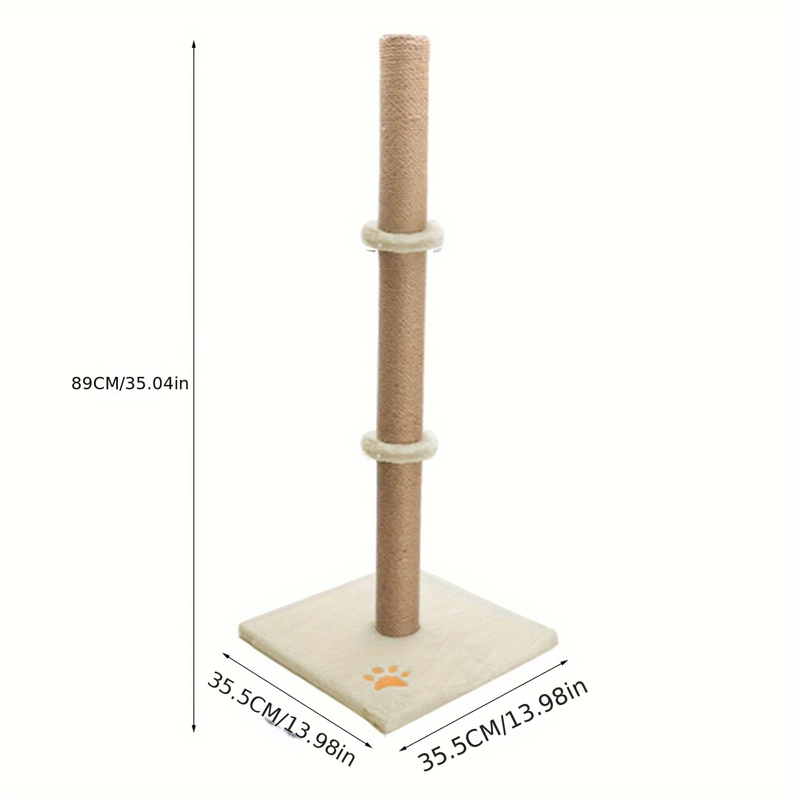 Cat Scratching Post Tall 89cm Cat Tree Cat Pet Vertical Climbing Resting Activity Tower with Soft Plush Carpet Covered Heavy Base and Sisal Pole for Kittens and Adult Cats Gray