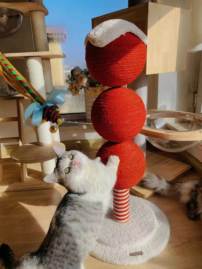 Tomatoes On Sticks Design New Year Decorations Cat Tree Cat Nest Integrated Cat Scratching Post Cat Grinding Claw Cat Scratching Board Cat Bed Tree Does Not Drop Debris Wear-resistant Toy