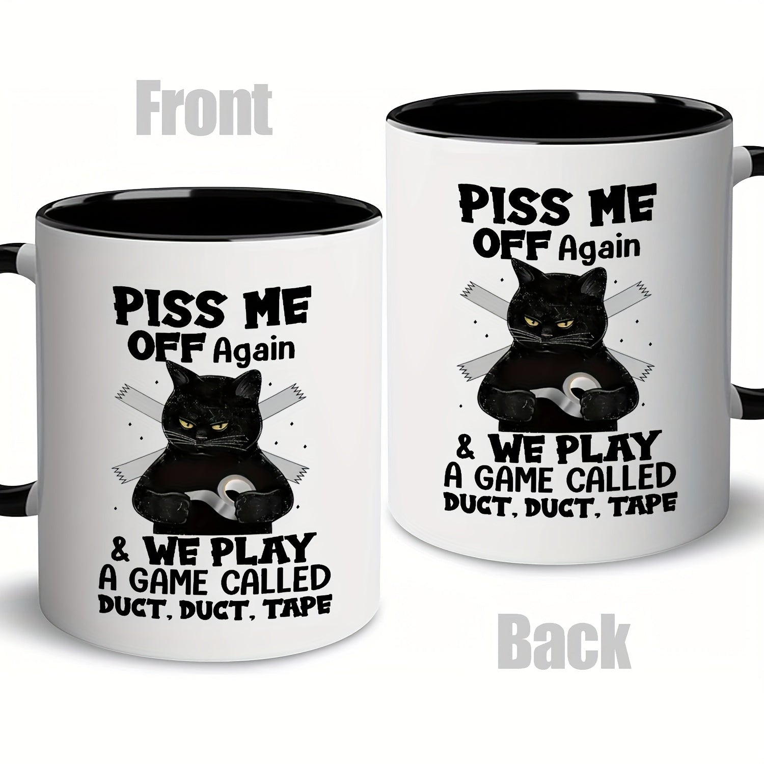 1pc Ceramic Coffee Cup - Black Cat Design - 11oz Home Office Mug For Coffee Lovers
