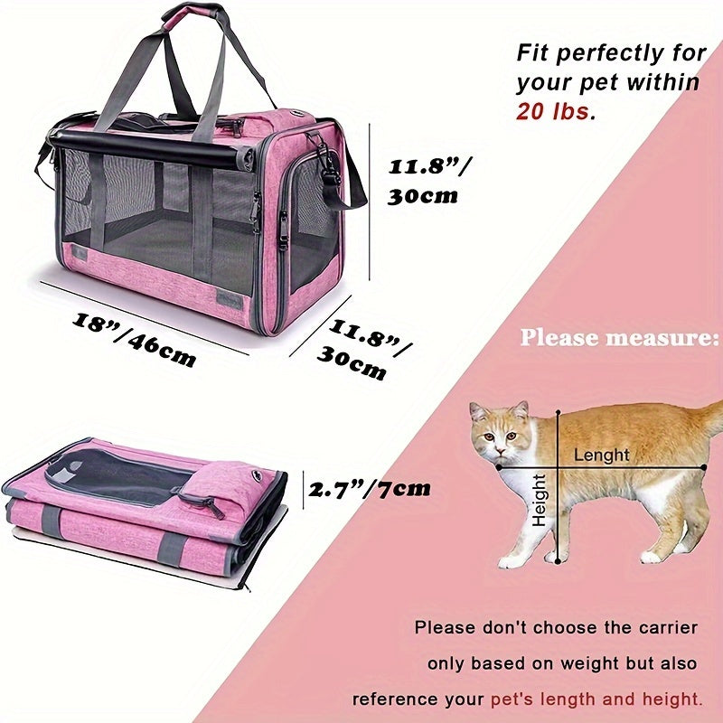 Soft-Sided Pet Carrier for Large and Medium Cats - Travel Conveniently with Privacy Protection