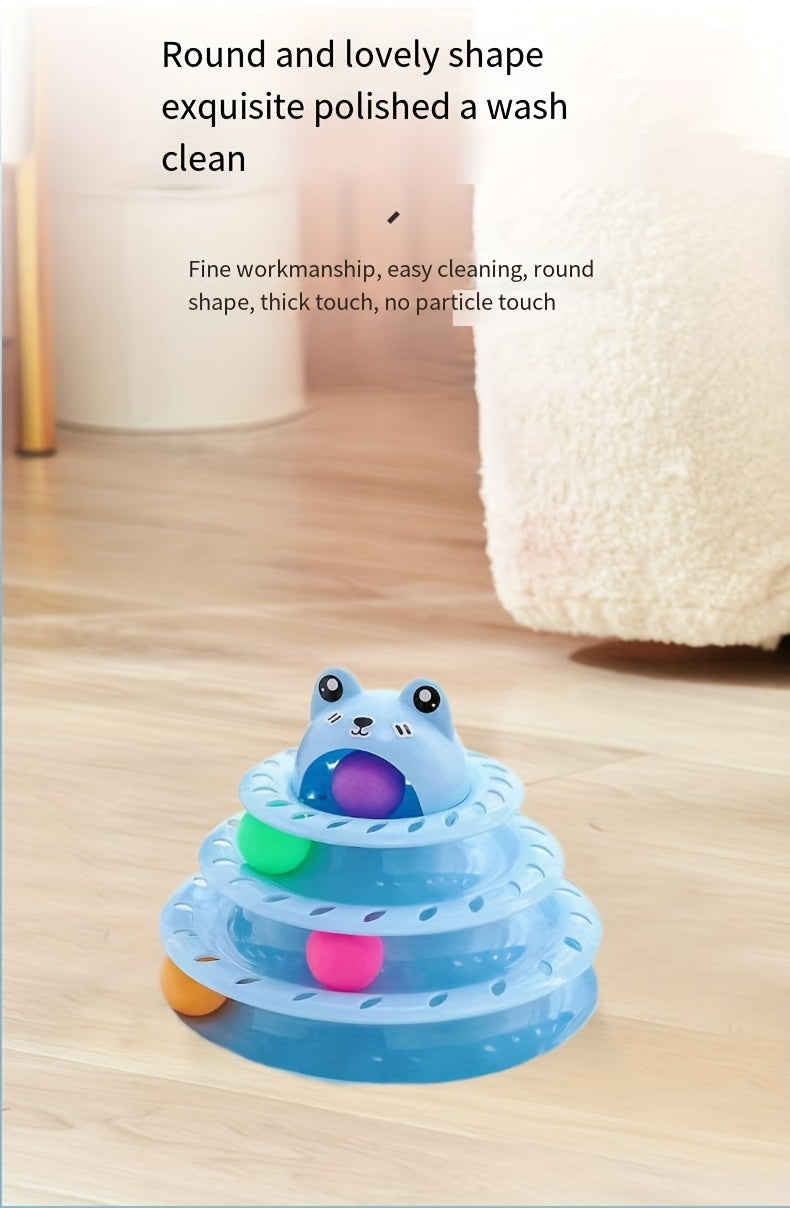 Three-Layer Interactive Cat Tower - Multi-Track Play & IQ Enhancing Teaser Toy for Indoor Fun and Exercise