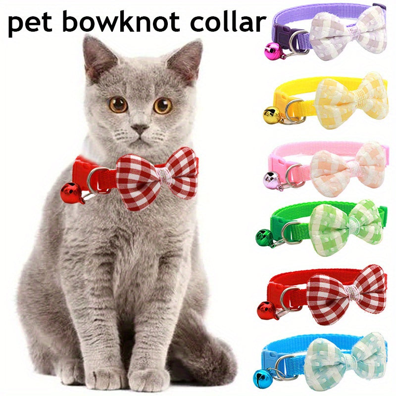 1pc Adjustable Plaid Cat Collar with Bow Tie - Perfect for Holiday Dress Up and Everyday Wear