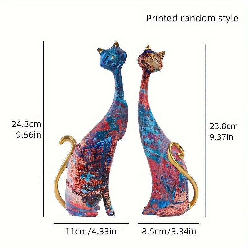 2pcs Adorable Cat Couple Ornaments for Valentine's Day and Home Decor - Perfect Holiday Gift for Living Room, Study, TV Cabinet, and Office Desktop