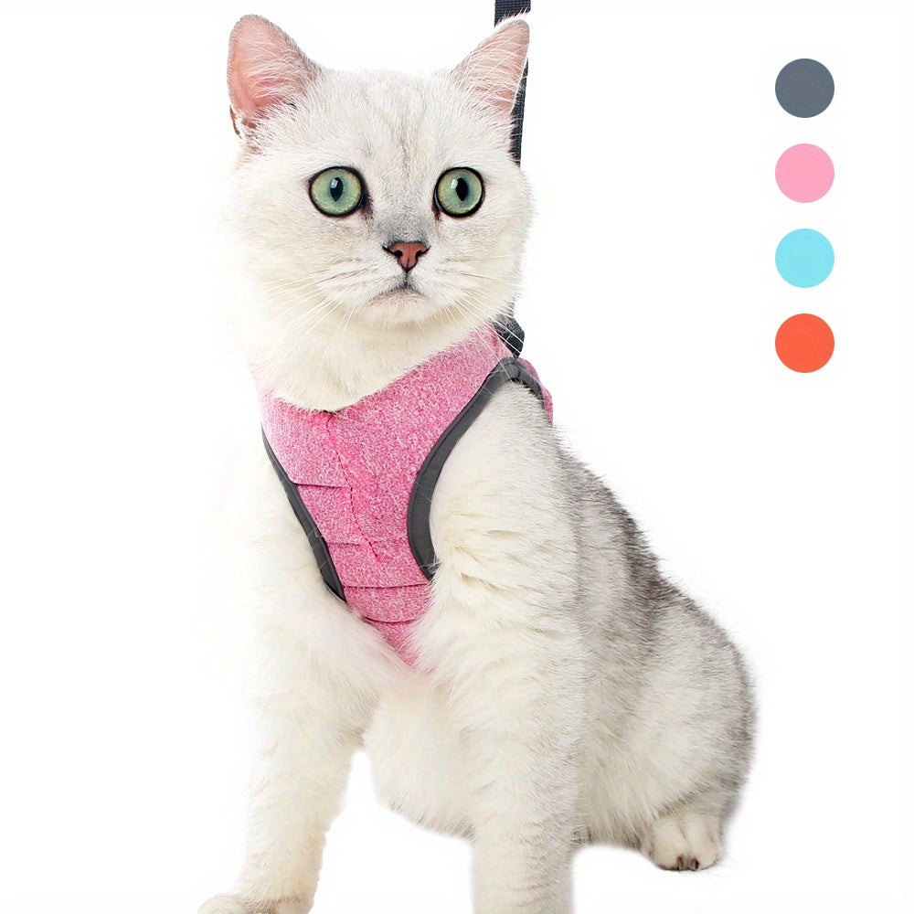 Escape-Proof Cat Harness and Leash Set - Soft Adjustable Vest Harness for Small and Medium Cats - Easy Control for Puppies - Cationic Fabric for Comfort and Durability - Perfect for Safe and Enjoyable Walks