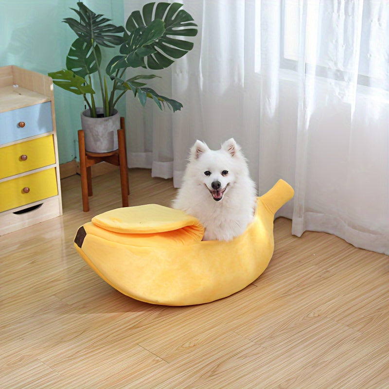 Cozy Banana Cat Bed: A Snuggly Cave For Your Furry Friend!
