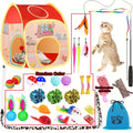 Interactive 34-Piece Cat Toy Set with Collapsible Tunnels & Teasers - Engaging Play, Animal Print Design